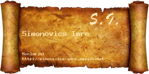 Simonovics Imre névjegykártya